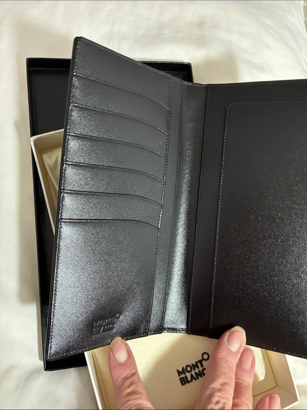 Montblanc Black Leather Long Billfold with Signature Star Emblem